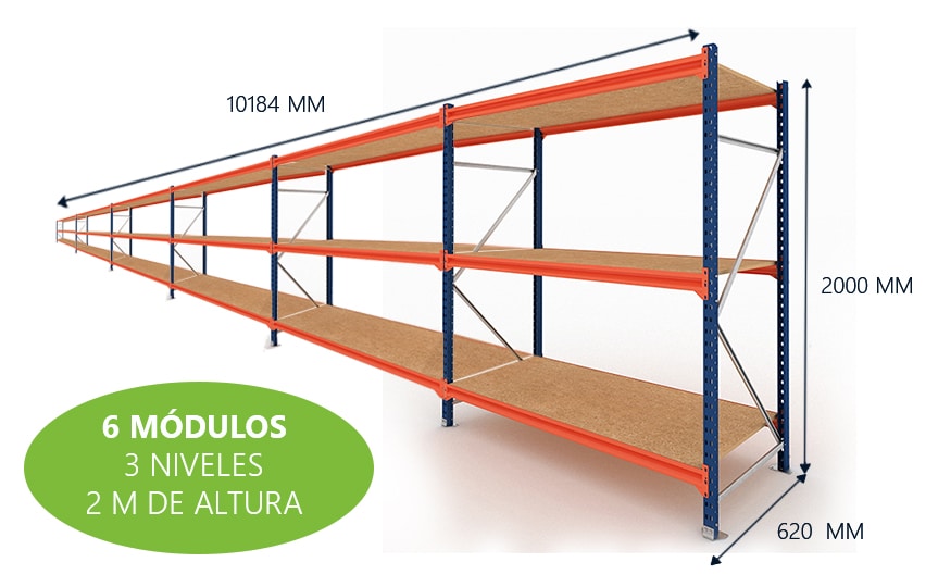 Estantería para Cargas Pesadas para Herramientas, 200x100x50 cm, estantería  de Metal, 5 estantes de Madera de Densidad Media, Capacidad de 875 kg