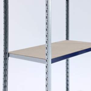 Vista laterial estanteria ligera con tablero aglomerado
